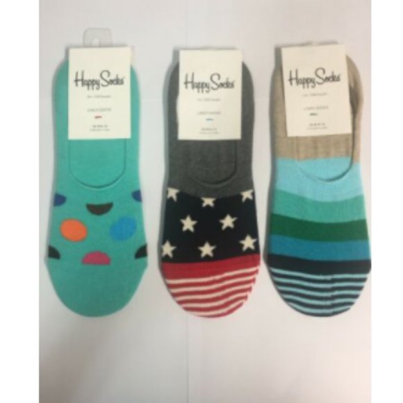 3 pr Happy Socks Liner Socks 8 -12 Flag Cotton